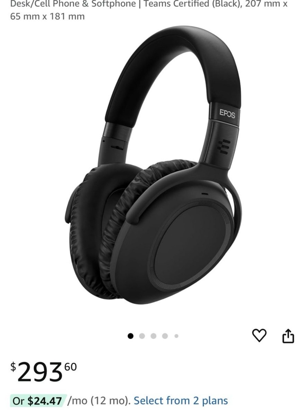 Sennheiser EPOS Adapt Noise Canceling Over-Ear Headphones in Black